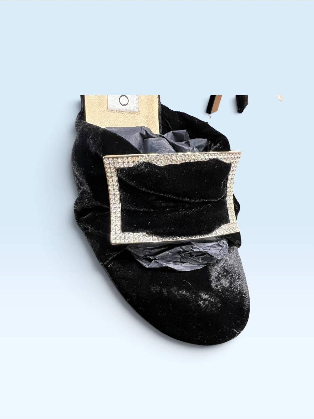 Jimmy Choo Black Velvet Rhinestone-Trim Slide Mules - Picture 13 of 16